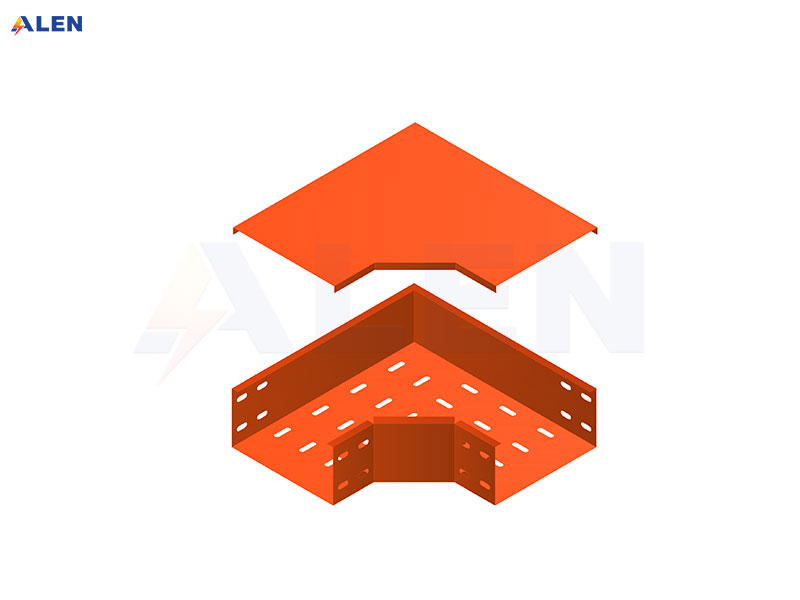Co vuông khay cáp 3 co vuông khay cáp đột lỗ sơn tĩnh điện màu cam