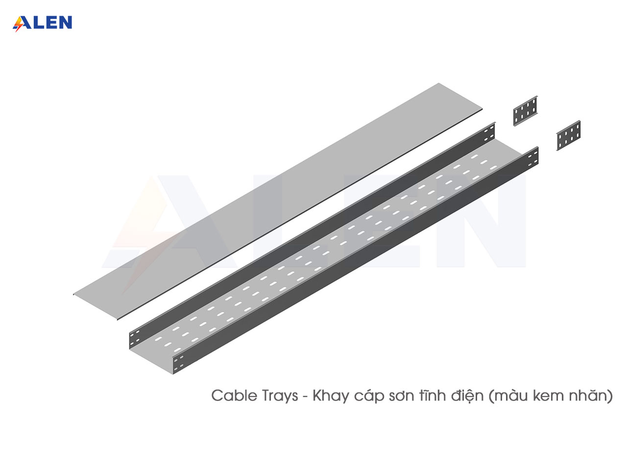 Cable Tray - Khay cáp đột lỗ 8 cable tray khay cáp sơn tĩnh điện màu kem nhăn
