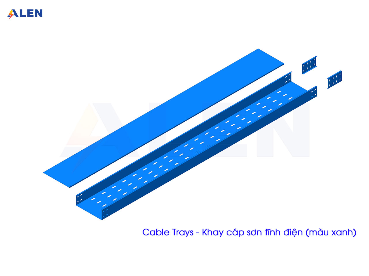Cable Tray - Khay cáp đột lỗ 7 cable tray khay cáp sơn tĩnh điện màu xanh
