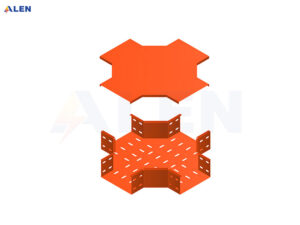 ngã 4 khay cáp đột lỗ sơn tĩnh điện màu cam
