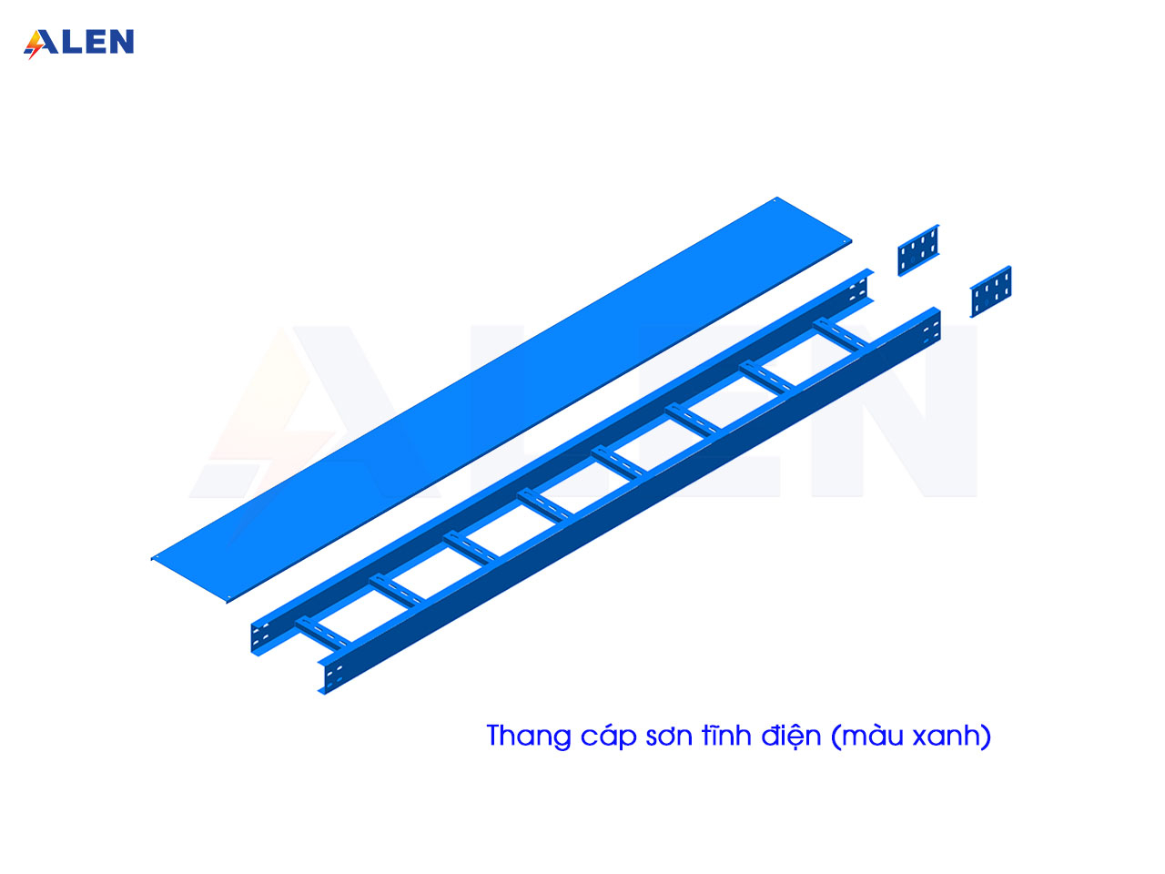 Thang cáp điện 14 thang máng cáp sơn tĩnh điện màu xanh