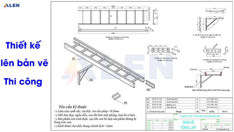 Bản vẽ thi công máng cáp Alen