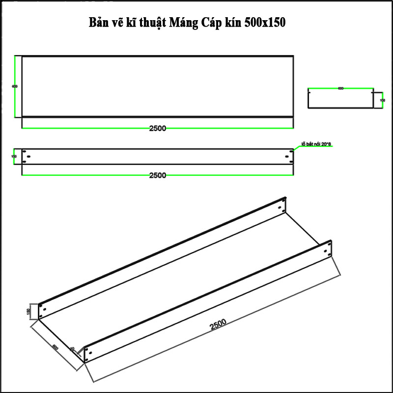 Máng cáp 200x100x1.5mm 10 Máng cáp 200x100x1.5