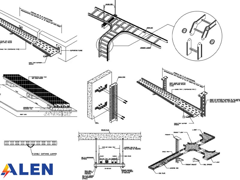 Download Thư viện thang máng cáp CAD: 10 mẫu miễn phí 18 Bản vẽ thang máng cáp điện Alen