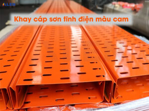 khay cáp sơn tĩnh điện màu cam