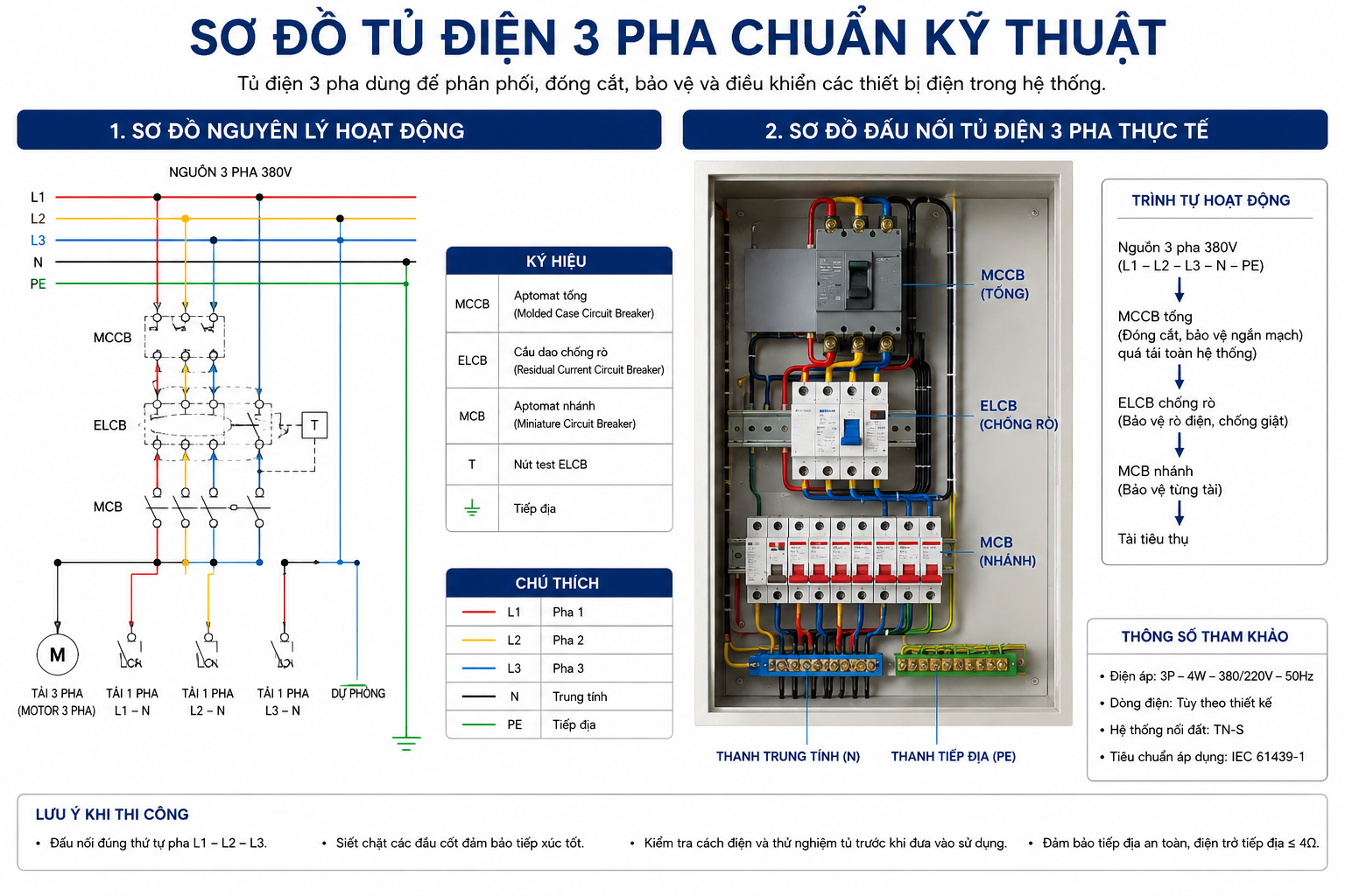 Tủ điện 3 pha là gì? Cấu tạo, chức năng và cách đấu tủ điện 3 pha 14 Cách đấu tủ điện 3 pha