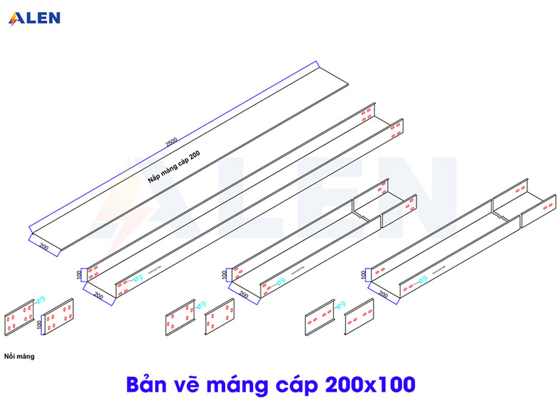 Máng cáp 200x100 19 Bản vẽ máng cáp 200x100