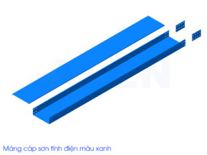Máng cáp sơn tĩnh điện màu xanh